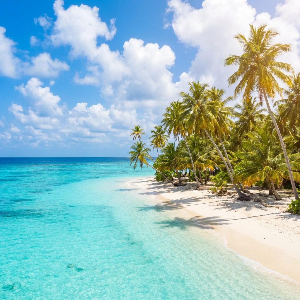 Tropical Paradise - Sun-drenched beaches with palm trees